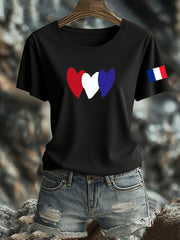 T-shirt imprimé drapeau français pour femme