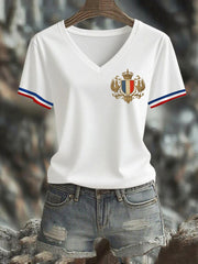 T-shirt manches courtes drapeau de la France pour femmes