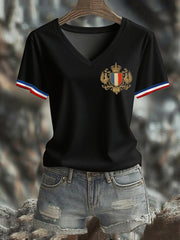 T-shirt manches courtes drapeau de la France pour femmes