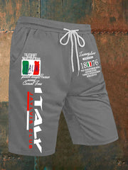 Shorts décontractés à imprimé drapeau italien pour hommes