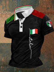 Polos à imprimé drapeau Italie pour hommes