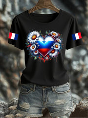 T-shirt imprimé drapeau français pour femme