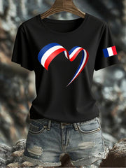 T-shirt imprimé drapeau français pour femme