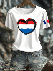 T-shirt imprimé drapeau français pour femme