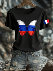 T-shirt imprimé drapeau français pour femme