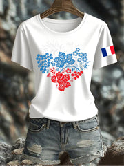 T-shirt imprimé drapeau français pour femme