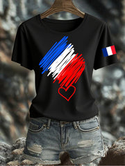 T-shirt imprimé drapeau français pour femme