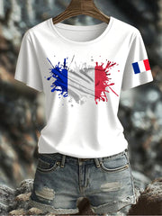 T-shirt imprimé drapeau français pour femme