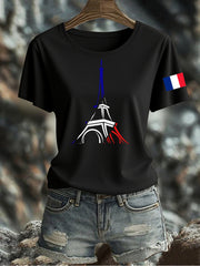 T-shirt imprimé drapeau français pour femme