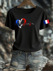 T-shirt imprimé drapeau français pour femme