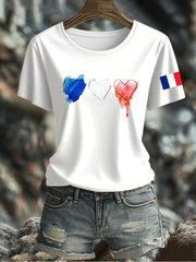 T-shirt imprimé drapeau français pour femme