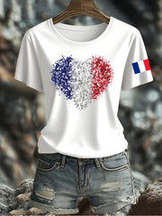 T-shirt imprimé drapeau français pour femme