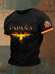 T-shirt à manches courtes imprimé drapeau Espagne pour homme