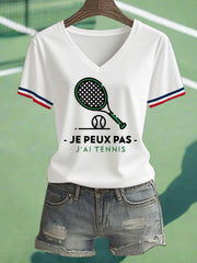 T-shirt décontracté imprimé tennis pour femmes