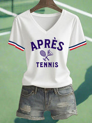T-shirt décontracté imprimé tennis pour femmes