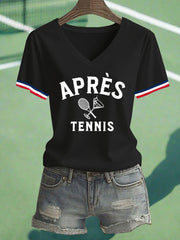 T-shirt décontracté imprimé tennis pour femmes