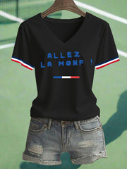 T-shirt décontracté imprimé tennis pour femmes