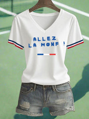 T-shirt décontracté imprimé tennis pour femmes