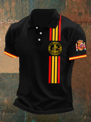 Haut à manches courtes imprimé bleu marine du drapeau de l'Espagne pour homme