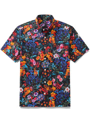 Chemise à manches courtes décontractée style rétro hawaïen pour hommes