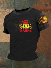 T-shirt brodé drapeau espagnol pour homme