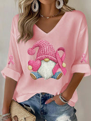 T-shirt à imprimé ruban rose pour femmes, sensibilisation au cancer du sein