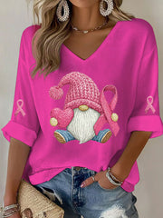 T-shirt à imprimé ruban rose pour femmes, sensibilisation au cancer du sein