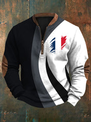 Sweat-shirt décontracté imprimé drapeau de la France pour hommes