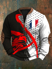 Sweat-shirt décontracté imprimé drapeau de la France pour hommes