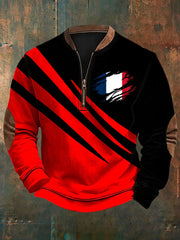 Sweat-shirt décontracté imprimé drapeau de la France pour hommes