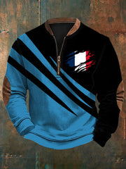 Sweat-shirt décontracté imprimé drapeau de la France pour hommes