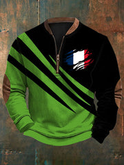 Sweat-shirt décontracté imprimé drapeau de la France pour hommes