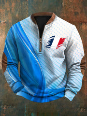 Sweat-shirt décontracté imprimé drapeau de la France pour hommes