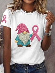 T-shirt de soutien de sensibilisation au cancer du sein avec ruban rose pour femmes