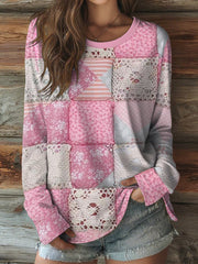 Rose Floral Art Breast Cancer Awareness Chemise à manches longues pour femmes