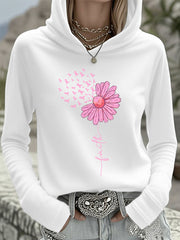 Femmes Rose Ruban Tournesol Foi Sensibilisation Au Cancer Du Sein Soutien Haut À Capuche