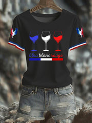 T-shirt à manches courtes Bleu Blanc Rouge Femme