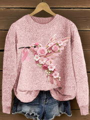 Pull Femme Rose Brodé Colibri
