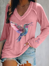 T-shirt Décontracté Femme Imprimé Colibri Rose