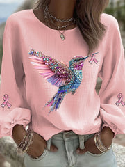 T-shirt Décontracté Femme Imprimé Colibri Rose