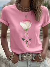 T-shirt Décontracté Femme Rose Imprimé Floral