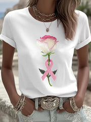 T-shirt Décontracté Femme Rose Imprimé Floral