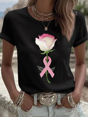 T-shirt Décontracté Femme Rose Imprimé Floral