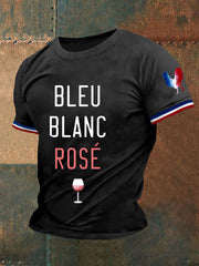 Tshirt Homme Bleu Blanc Rose Manches Courtes