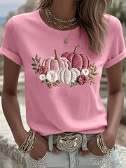 T-shirt Décontracté Femme Rose Imprimé Citrouille
