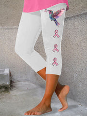 Legging Décontracté Imprimé Ruban Rose Pour Femme
