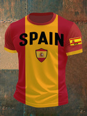 T-shirt brodé drapeau espagnol pour homme