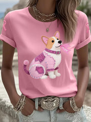 T-shirt de soutien de sensibilisation au cancer du sein ruban rose chien rose femme