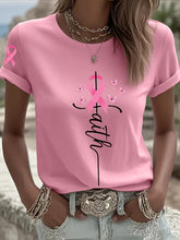 T-shirt à manches courtes Faith Pink Ribbon Women's Breast Cancer Awareness