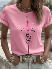 T-shirt à manches courtes Faith Pink Ribbon Women's Breast Cancer Awareness